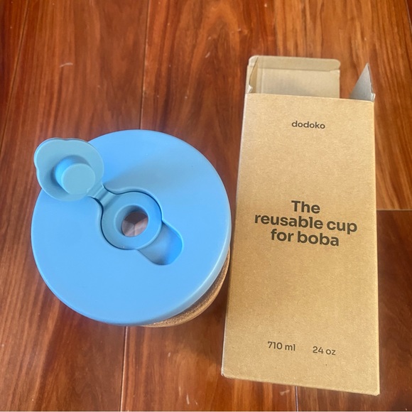 Unused, New, Dodoko Reusable Boba Cup, Blue, 710mL, 24 oz, straw/cleaner/bag - Picture 7 of 13